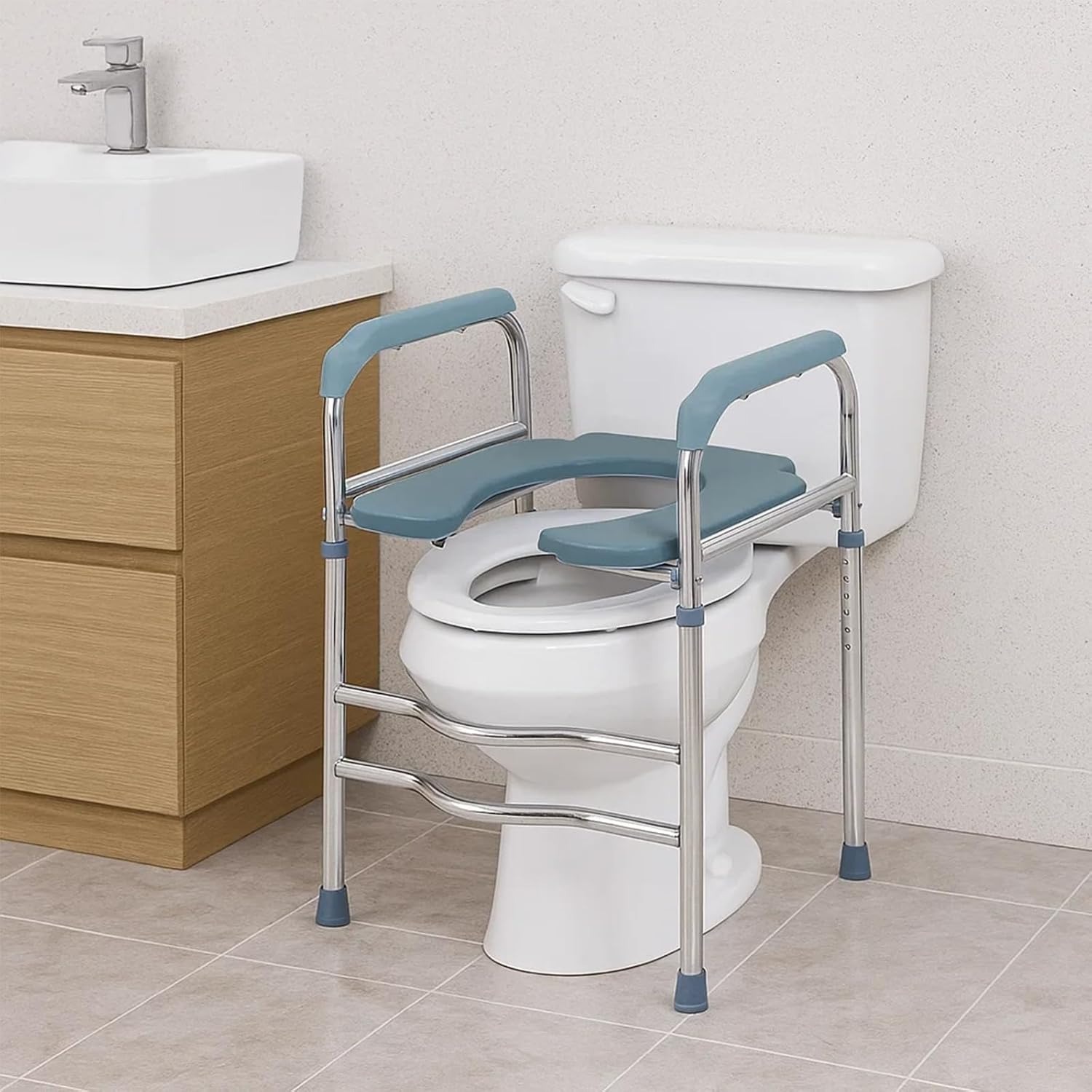 Adjustable Toilet Support Chair With Handles, Non-slip Seat Riser With Design, Stable Frame And Height Adjustment, Bathroom Aid For And Safety