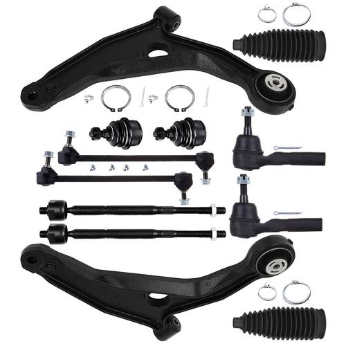 12pcs front suspension set including lower control lower ball joints inner and outer tie rods bar and steering rack boot compatible with for chrysler 200 and for dodge avenger