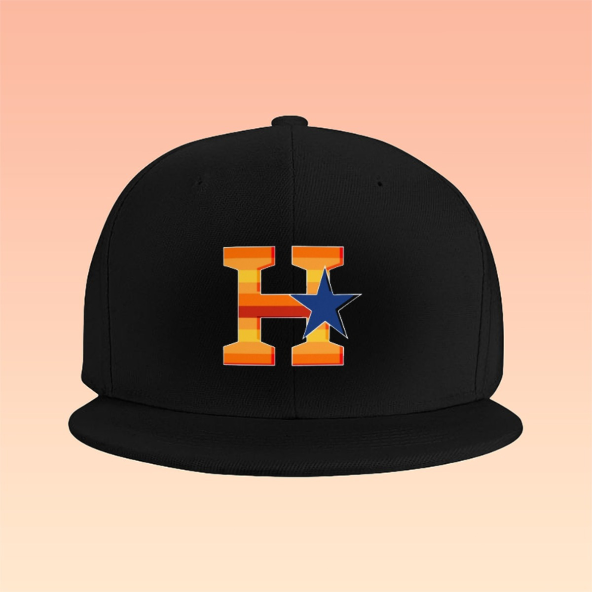 houston baseball   printed adjustable flat brim trucker hat lightweight polyester casual golf hip hop cap with     design   for sports parties casual attire party accessory durable headgear 0