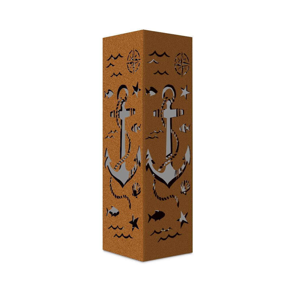 E-shop rostfarbene Gartensäule aus verrostetem Metall, Hofskulptur im rustikalen Stil mit nautischem Thema, Gartenkunst für den Außenbereich,
