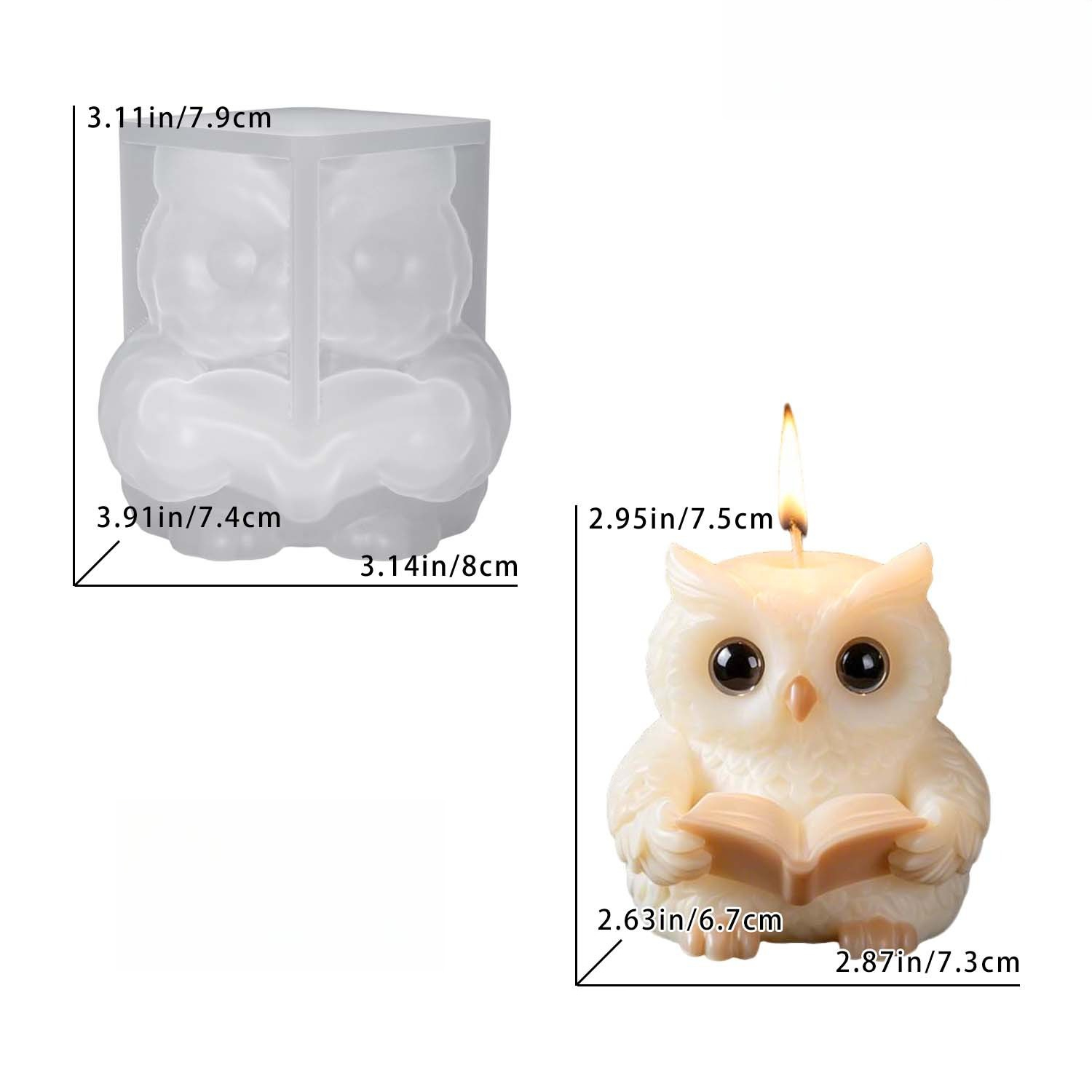 TEMU Moule en silicone pour bougie, houleuse 3D un livre, moule en silicone parfumé pour bougie, moule de moulage d'animaux pour et résine époxy,