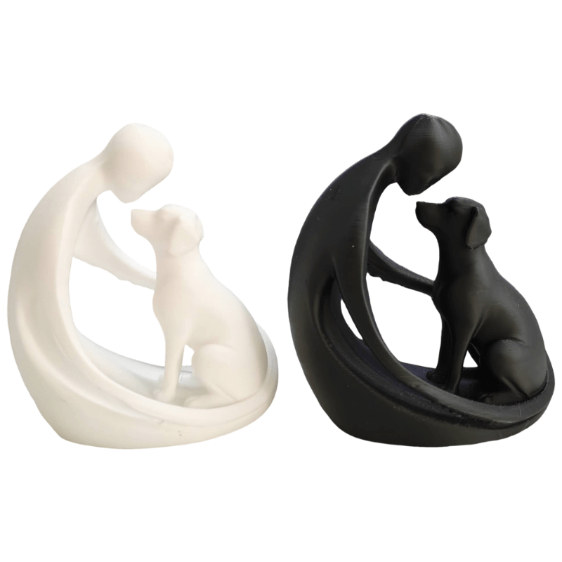 E-shop Statue im nordischen Stil mit Hund Besitzer – Kunststofffigur geeignet für Heim-/Büro-Dekor, abstraktes Geschenk für mit Skulptur von Besitzer &