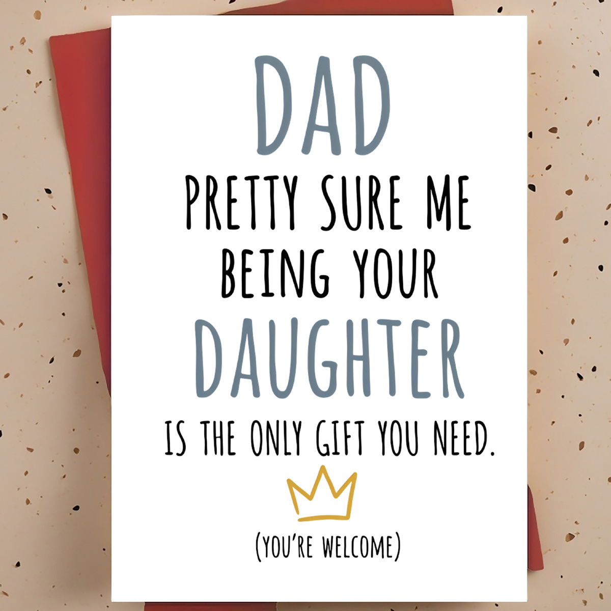 TEMU 1pc Funny Father's Day Greeting Card For Dad, Father, Stepdad – Crown Hand-drawn , Sarcastic Humorous Card, With Envelope