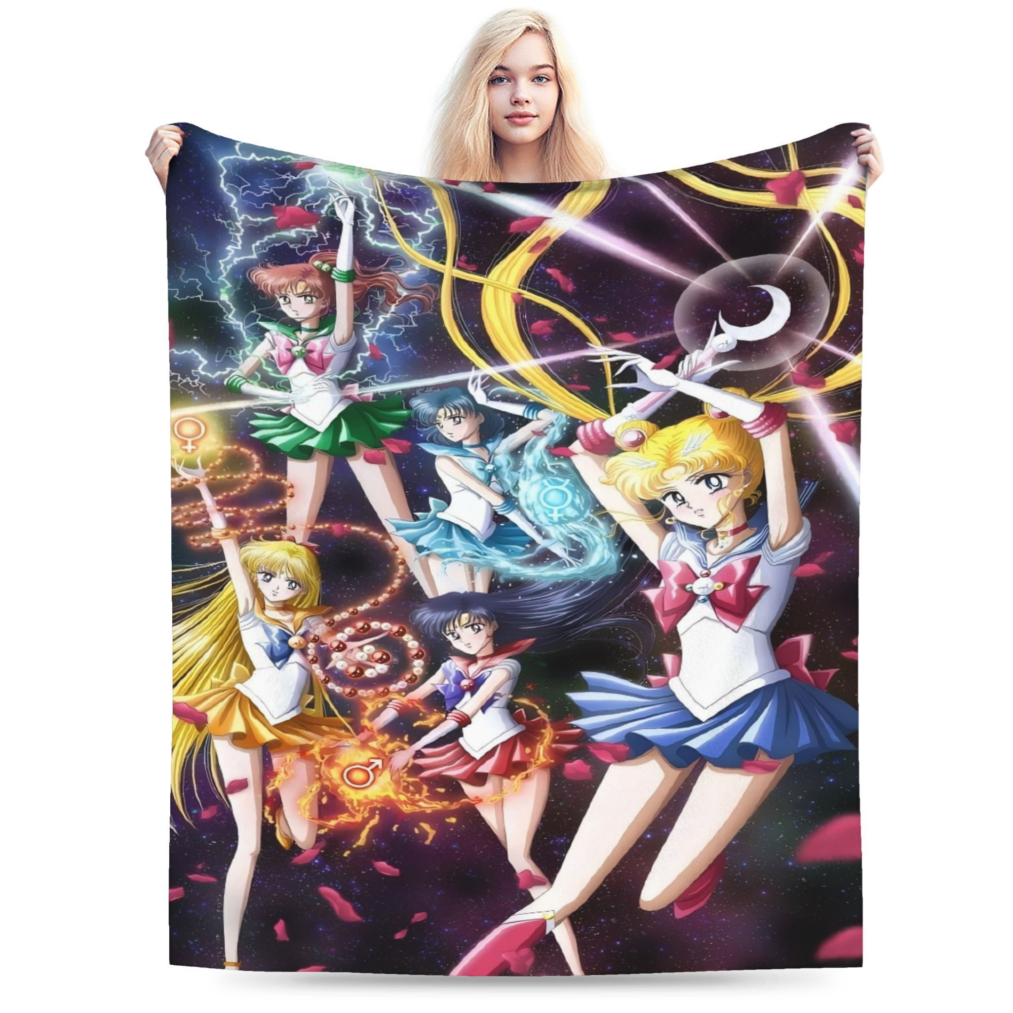 

Anime Sailor Fleece Blanket - Vibrant Design, Cozy & Warm For Sofa, Bed, Travel - Multifunctional Flannel Throw, Perfect Gift For Anime Enthusiasts, Anime Blanket