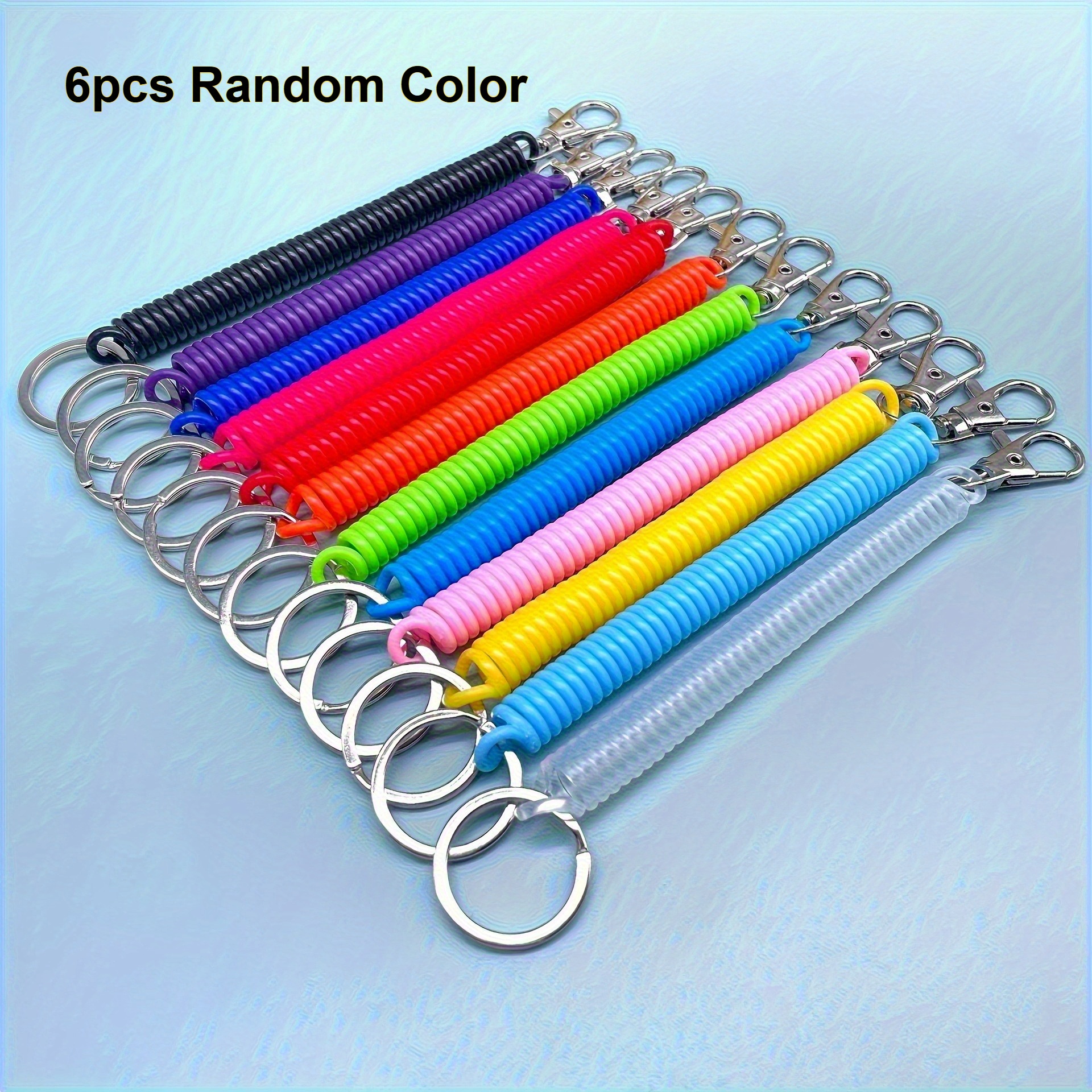 Temu – TEMU 6pcs Metal – Durable Plastic Spring Cord For Keys, Wallets, Phones, Etc. (random Color Shipping)