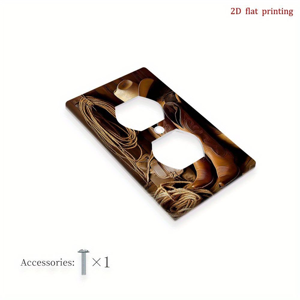 TEMU 1pc Western Cowboy Decor Light Switch Plate Cover - Outlet Cover With Cowboy Boots, No Wiring/battery Needed, Easy-clean Flat Print For