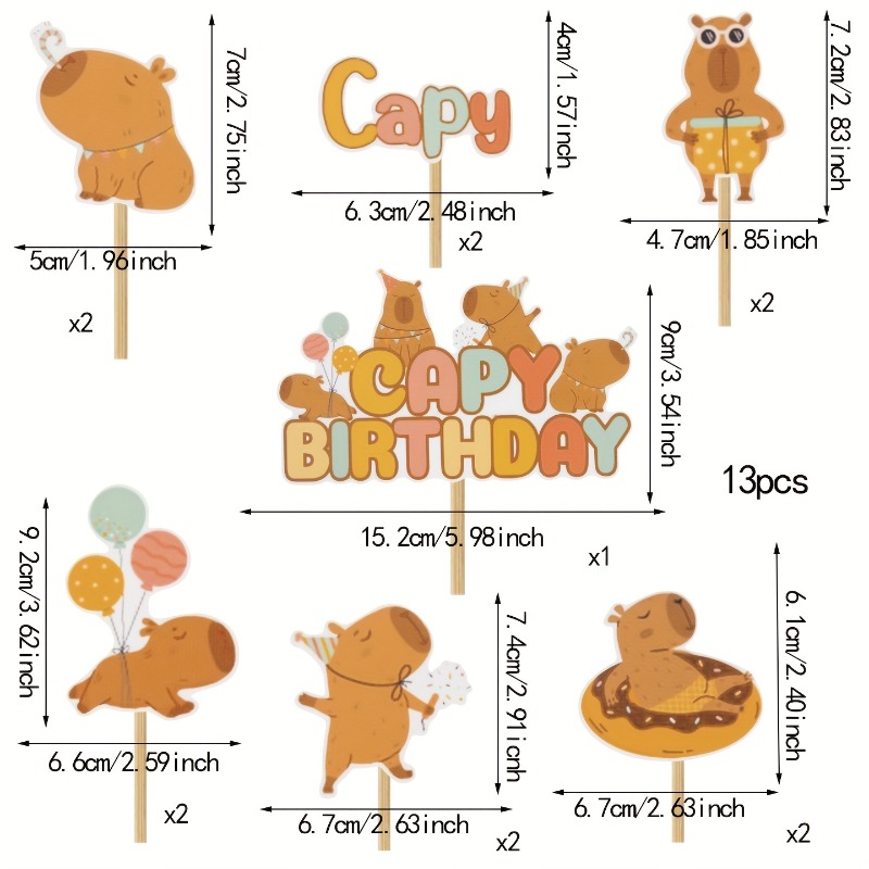 TEMU 13pcs Capybara Themed Pull String Decorative Signs, Suitable For Halloween And Birthday Parties, Party Supplies