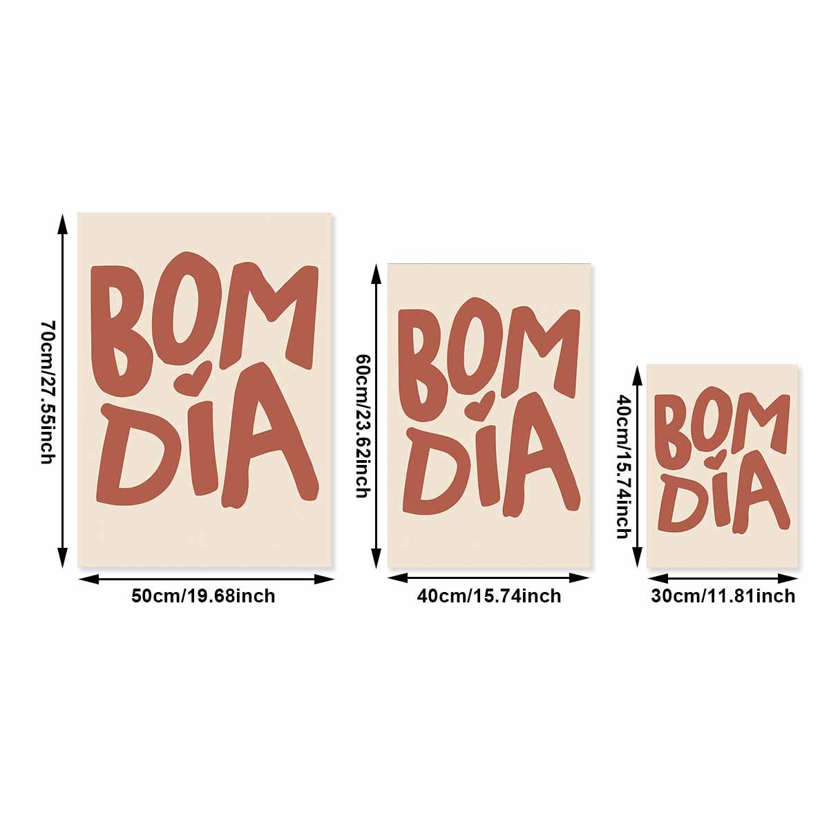 TEMU 1pc Modern Brown "bom Dia ()" Motivational Quote Frameless Vertical Canvas Poster - Portuguese Positive Affirmation Wall Art For /, For Home