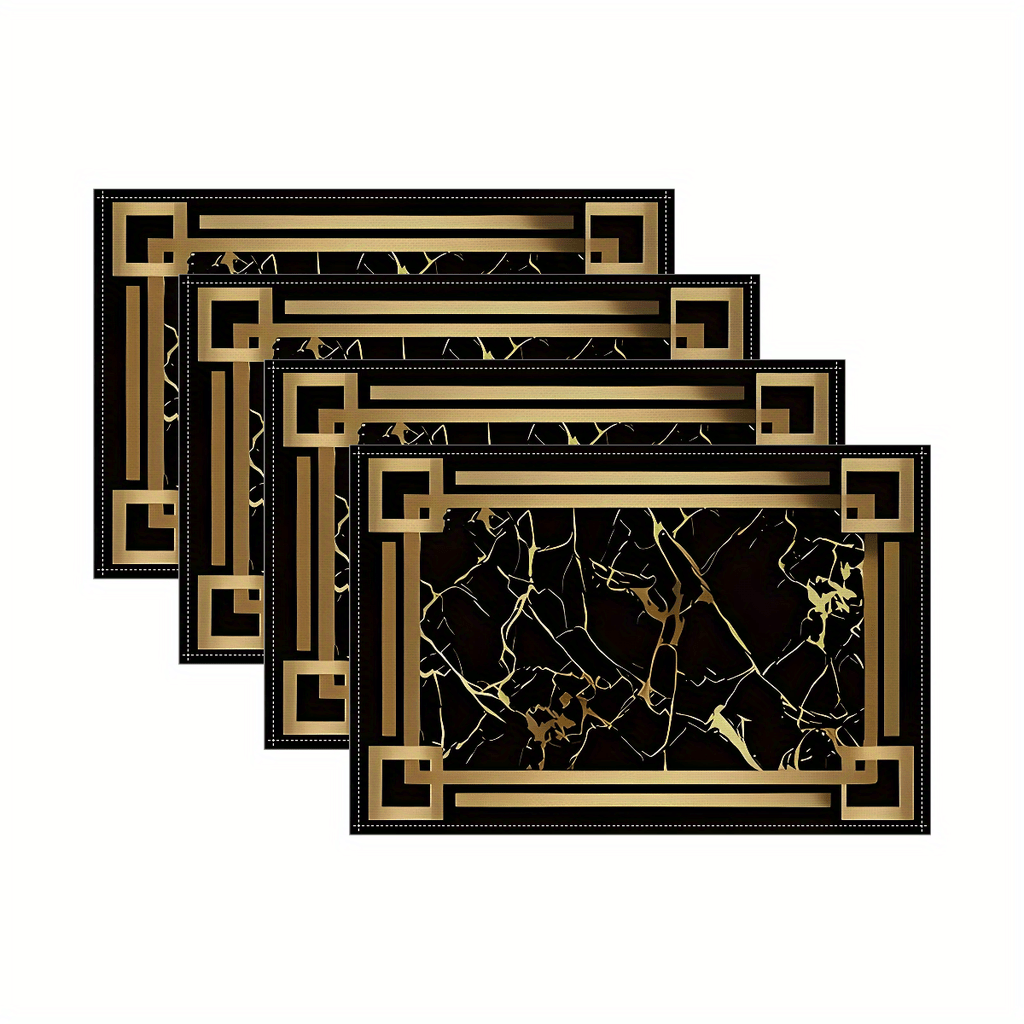 item picture set of 4pcs marble   placemats art   decorations suitable for family   and festive use elegant table ambiance   pattern in golden background tone   kitchen home party decor