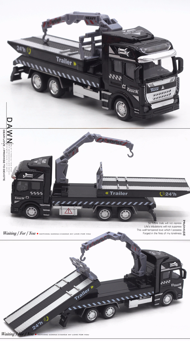1pc Alloy Police Rescue Vehicle Pull-back Car Model, Traffic Rescue Vehicle Crane Transporter Car Model