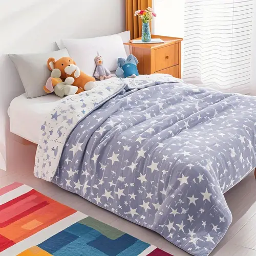3 layers cotton muslin bed blanket breathable yarn quilt couch bed office and travel perfect lightweight blanket for