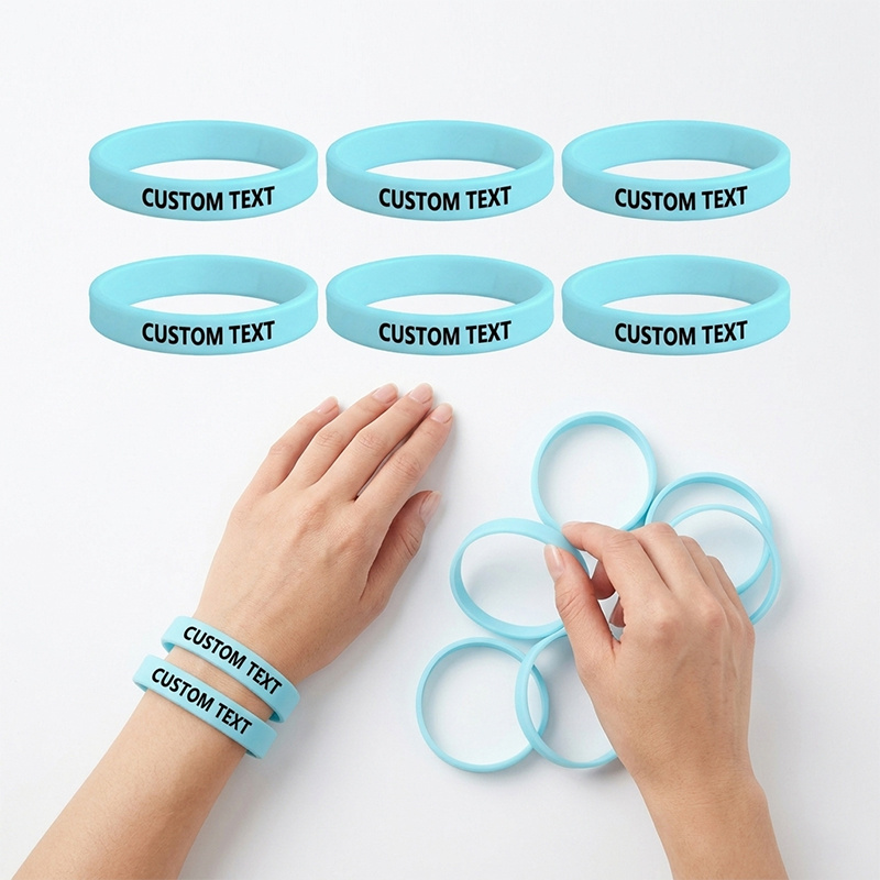 100pc Custom Glow-in-the-Dark Silicone Bracelets Set
