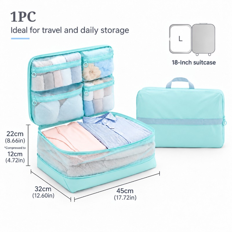 TEMU Vacuum Compression Storage Bag, Portable Travel Packing Organizer, Luggage Storage Pouch For Clothes And Underwear, Classified Packaging Bag,