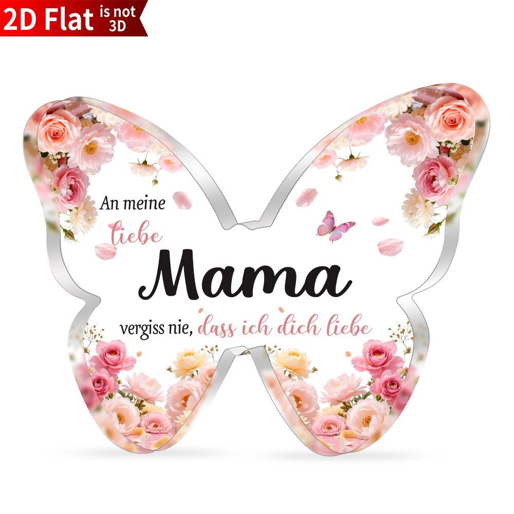 E-shop 2D-Flach, . Deutscher „Mutter“-Schmetterlings-Briefbeschwerer aus Acryl, passend für Mama von Tochter Sohn, elegantes Geschenk mit deutschem