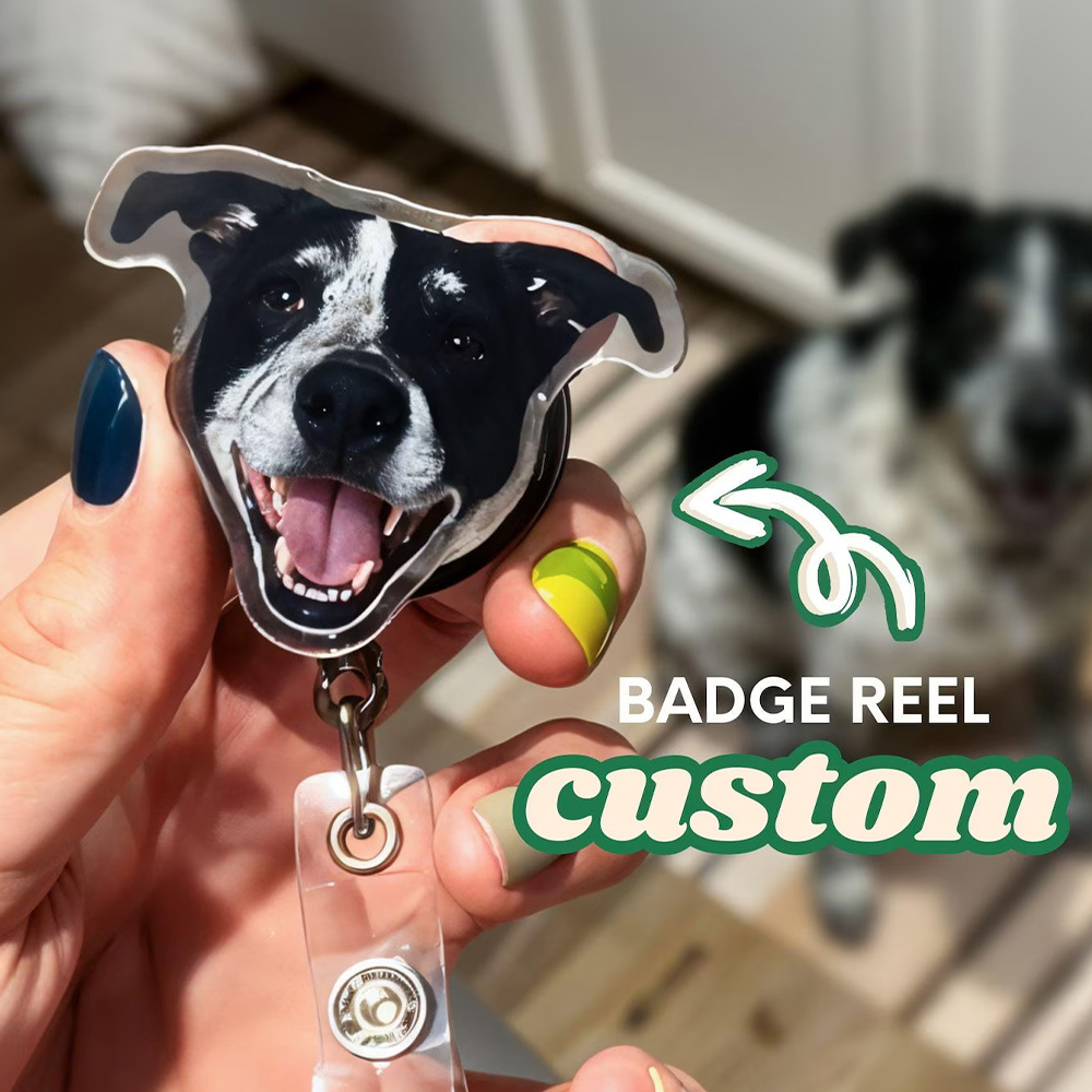 TEMU 2d Personalized Retractable Id Badge Holder With Custom Photo/text & Retractable Clip - Suitable For Nurses, Id Badges, Photo Badge Holder For,