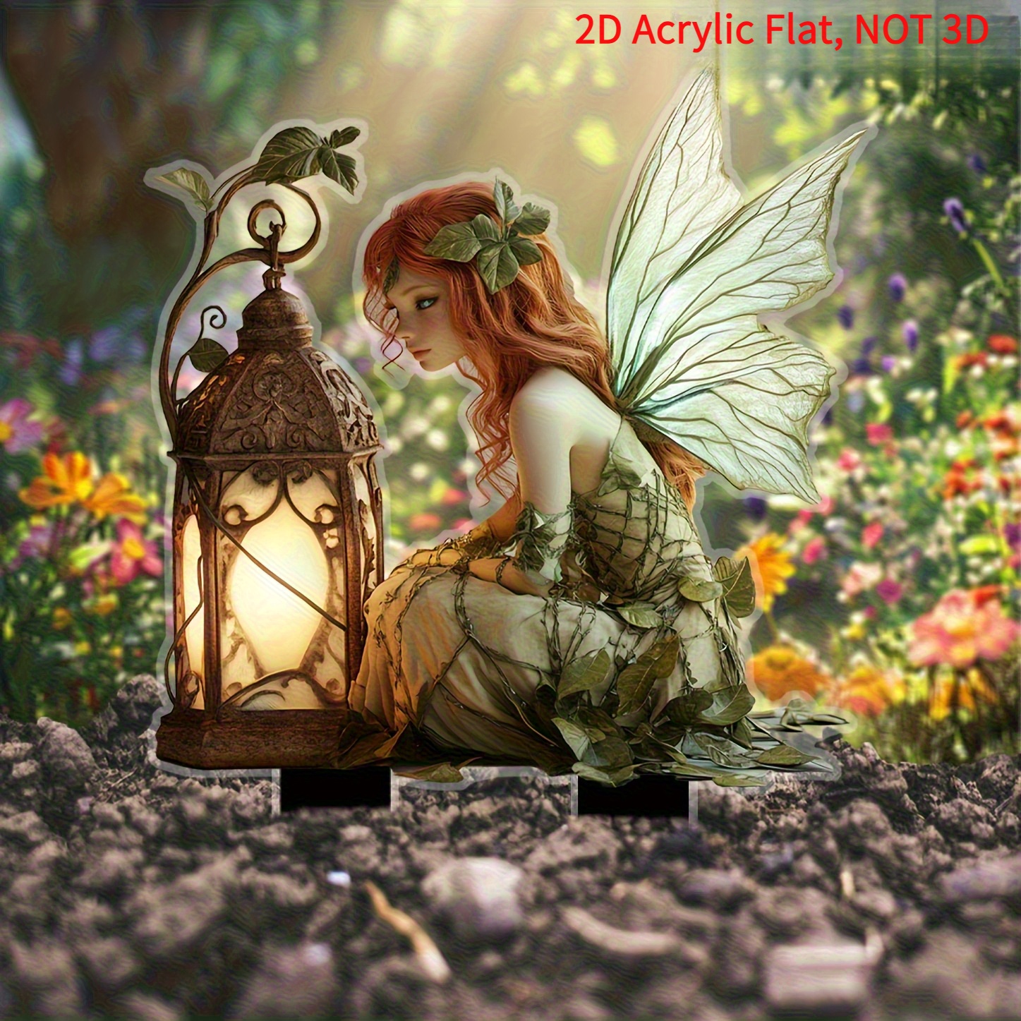 TEMU 2d Flat, 2d Acrylic Flat Elf & Light Garden Stake Suitable For Outdoor Decoration, Plastic With Elf Figures & Light For Flower Pots, Lawns,