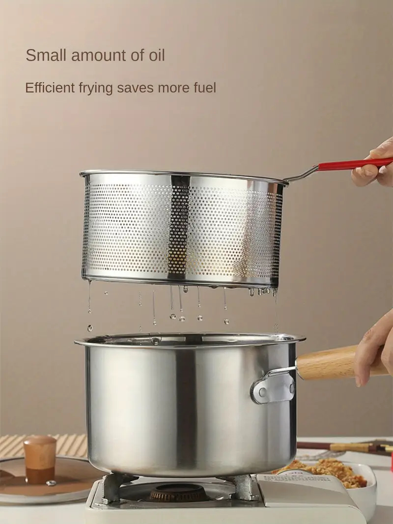 304 sus stainless steel deep fryer set with steamer basket gas induction cooktops kitchen use ideal mothers day gift handmade fryer basket Product details 0