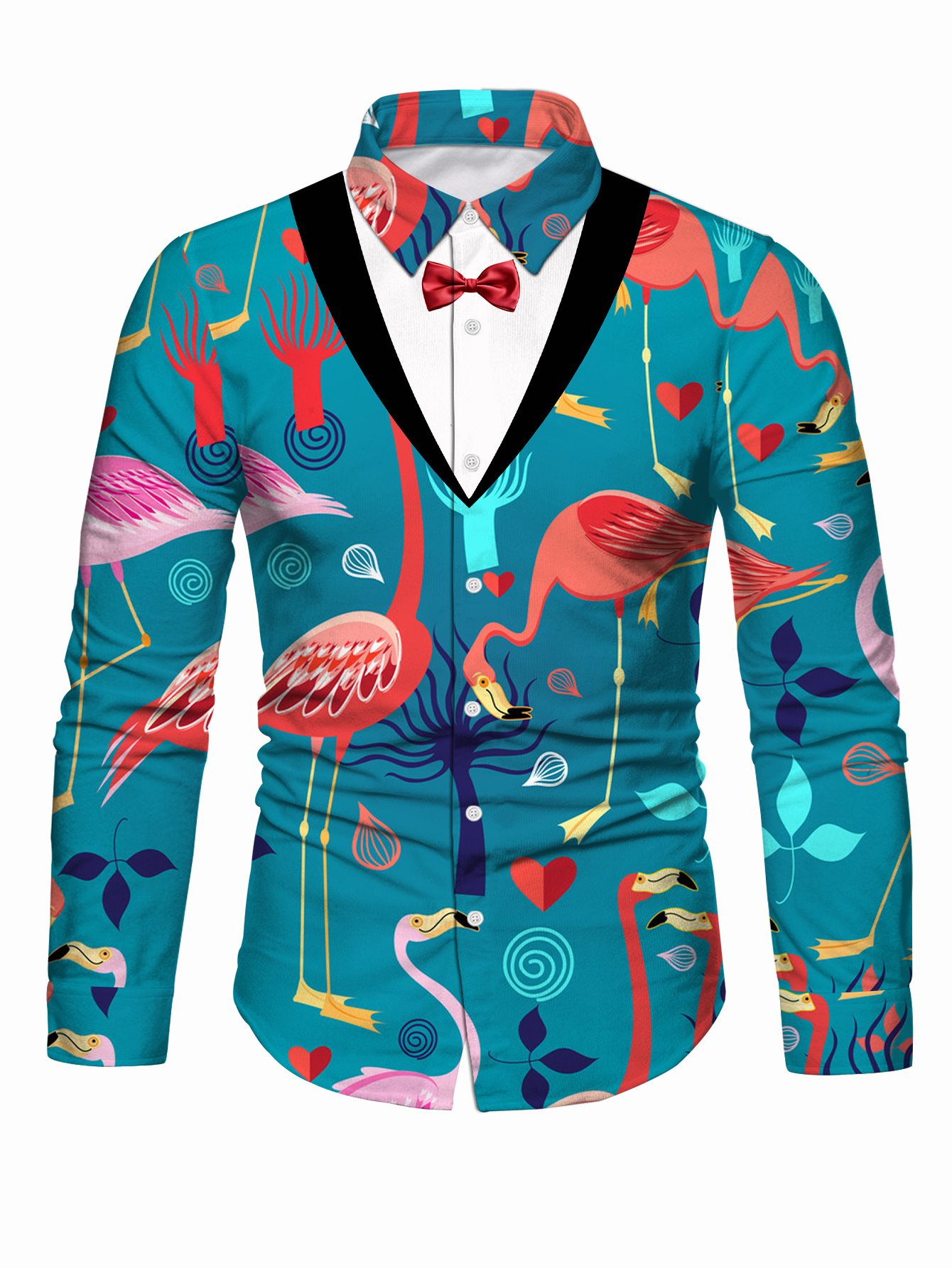 camisa larga estampado tropical flamenco hombre - Temu Ecuador, image size:800x1066