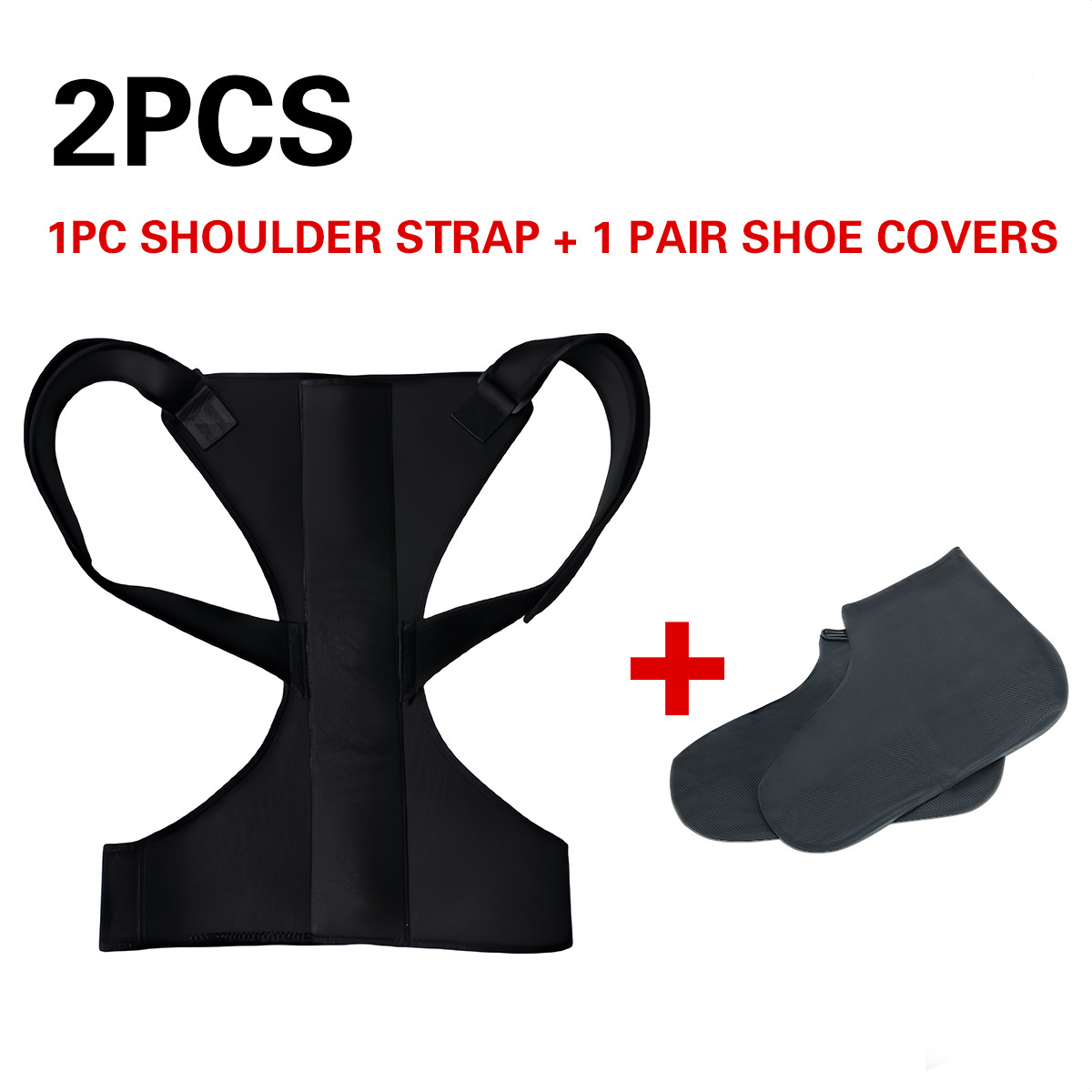 Image of 2pcs Set: 1pc Umbrella Holder Strap Harness Adjustable Shoulder Bracket + 1 Pair High Quality Shoe Covers, For Hiking, Fishing, Tour Guides, Outdoor Work