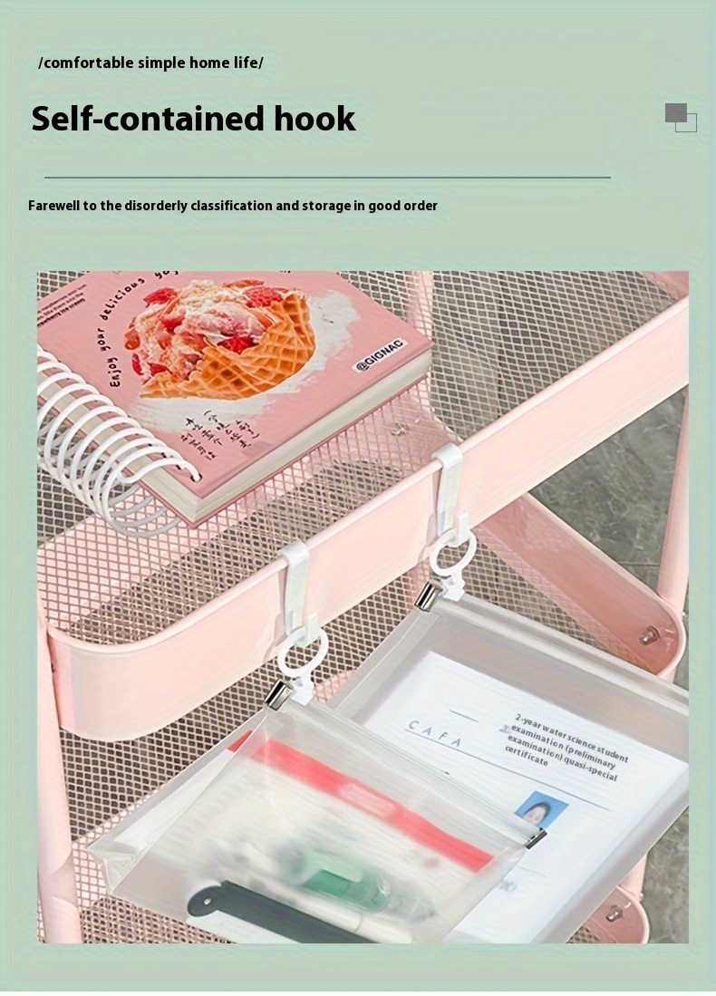 durable small carbon   storage rack bedroom storage rack household kitchen movable storage rack multi layer organizer rack suitable for home   small accessories transport movable cart Product details 4