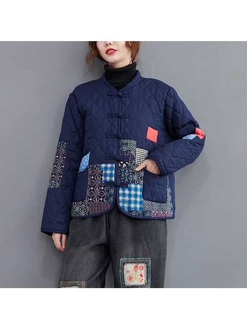 chinese style retro button jacket thick quilted short length elegant chinese knot button design winter