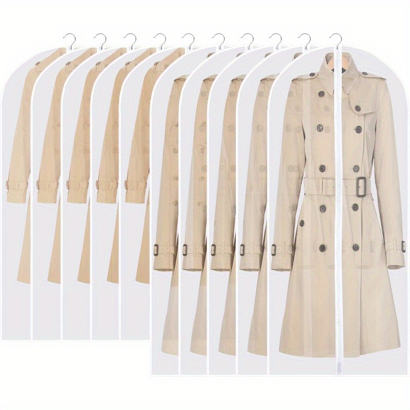 TEMU 10 piezas de fundas transparentes para prendas con cremallera, 60 x 120/140 cm, para trajes, vestidos, abrigos, chaquetas, vestido de novia, a