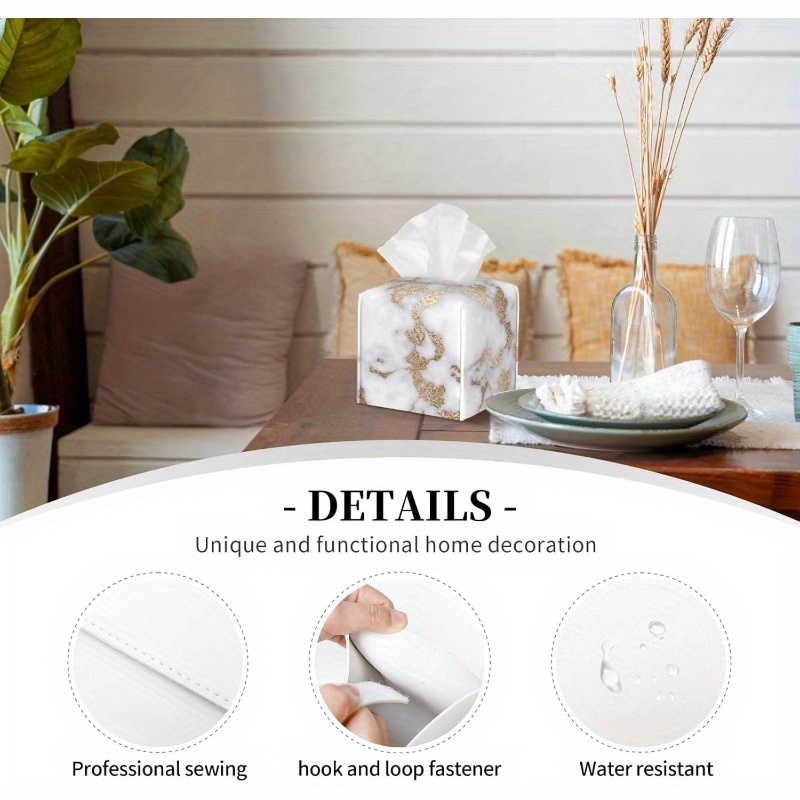   tissue box cover elegant white   like design pu leather holder with closure fits standard tissues decorative organizer for living room bathroom     decor gift bathroom accessory chic aesthetic   accessory interior designers Product details 2
