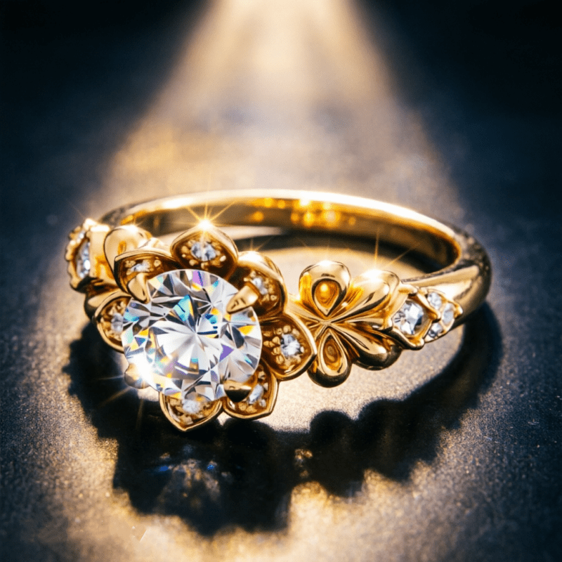 Women's Elegant Nature-Inspired Copper Engagement Ring