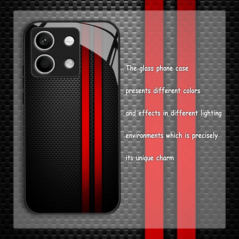 TEMU Phone Case - Carbon Fiber Sports Style Tempered Glass Black Phone Case, For Xiaomi 15ultra/14/14ultra/14pro/13/12pro, Redmi Note