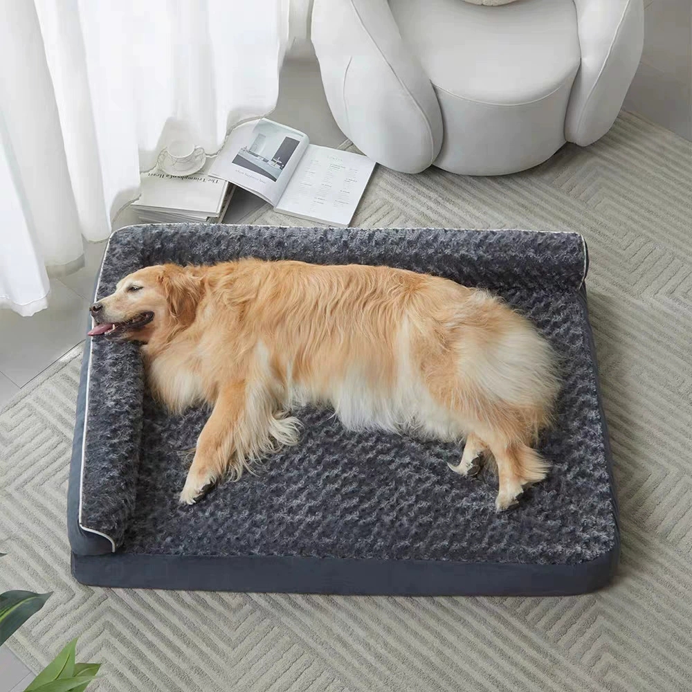 TEMU 1pc Of High-density Sponge Large-sized Dog Bed- A Dog Sofa Bed With Soft Cedar Fabric And Orthopedic Design, Featuring A Washable And Non-slip