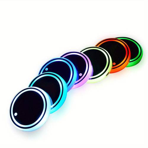 led cup holder lights changing light car windshield decorative light luminescent car coasters pad car accessories