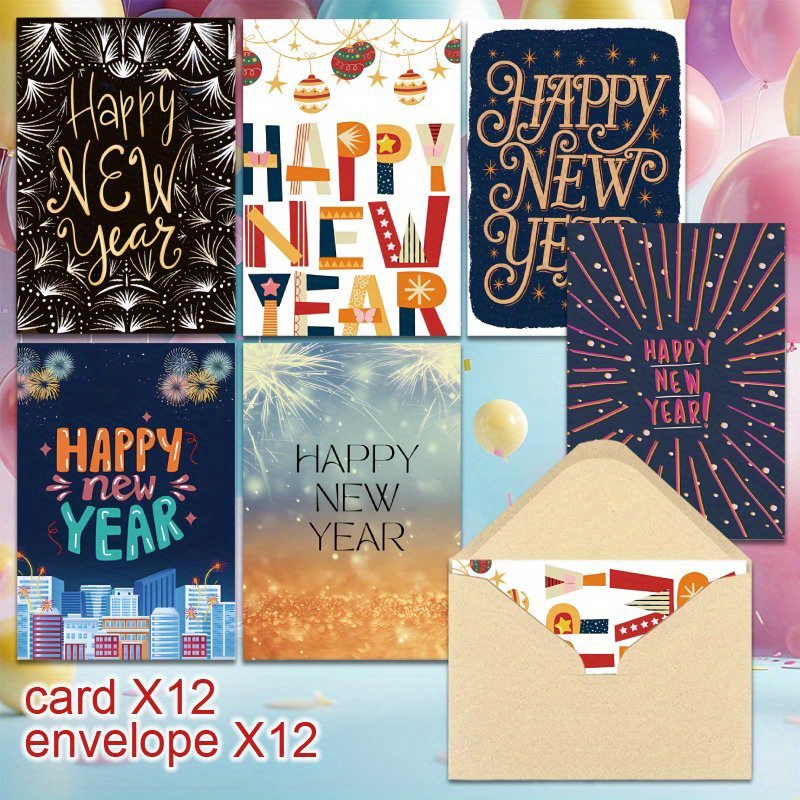 

24 New 's Eve Fireworks Greeting Envelopes - Blank For , , - Wishes For 2025