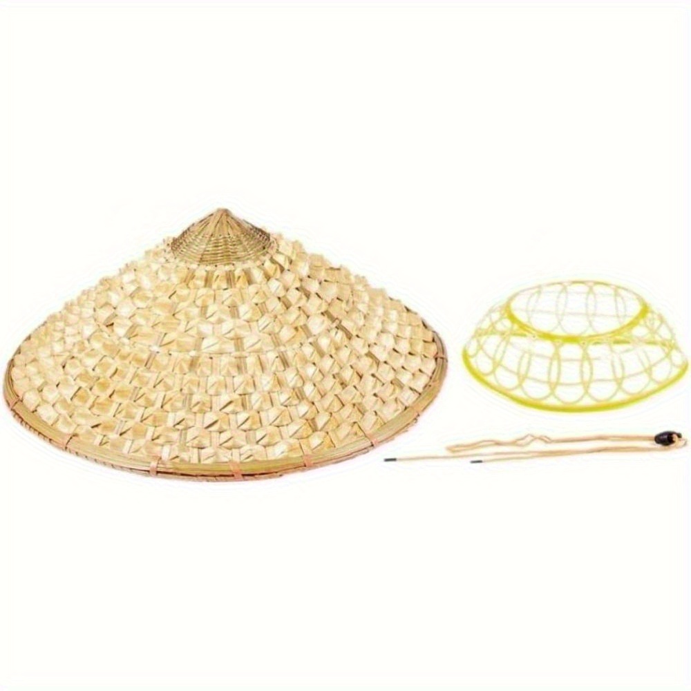 1/2pcs Handmade Chinese Bamboo Hat, Outdoor Sun Shade Cap Traditional Straw Asian Style Unisex Fishing & Hiking Accessory for  
