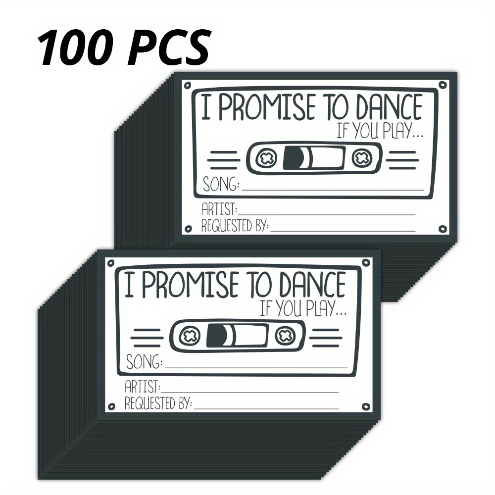 Image of 50/100pcs Request Cards, Retro Cassette Tape Pattern Cards, Dance , Request Cards, Music Cards, 9x5.4cm/3.5x2.1 Inches, Suitable For Weddings, Parties, , Music Gatherings, Etc