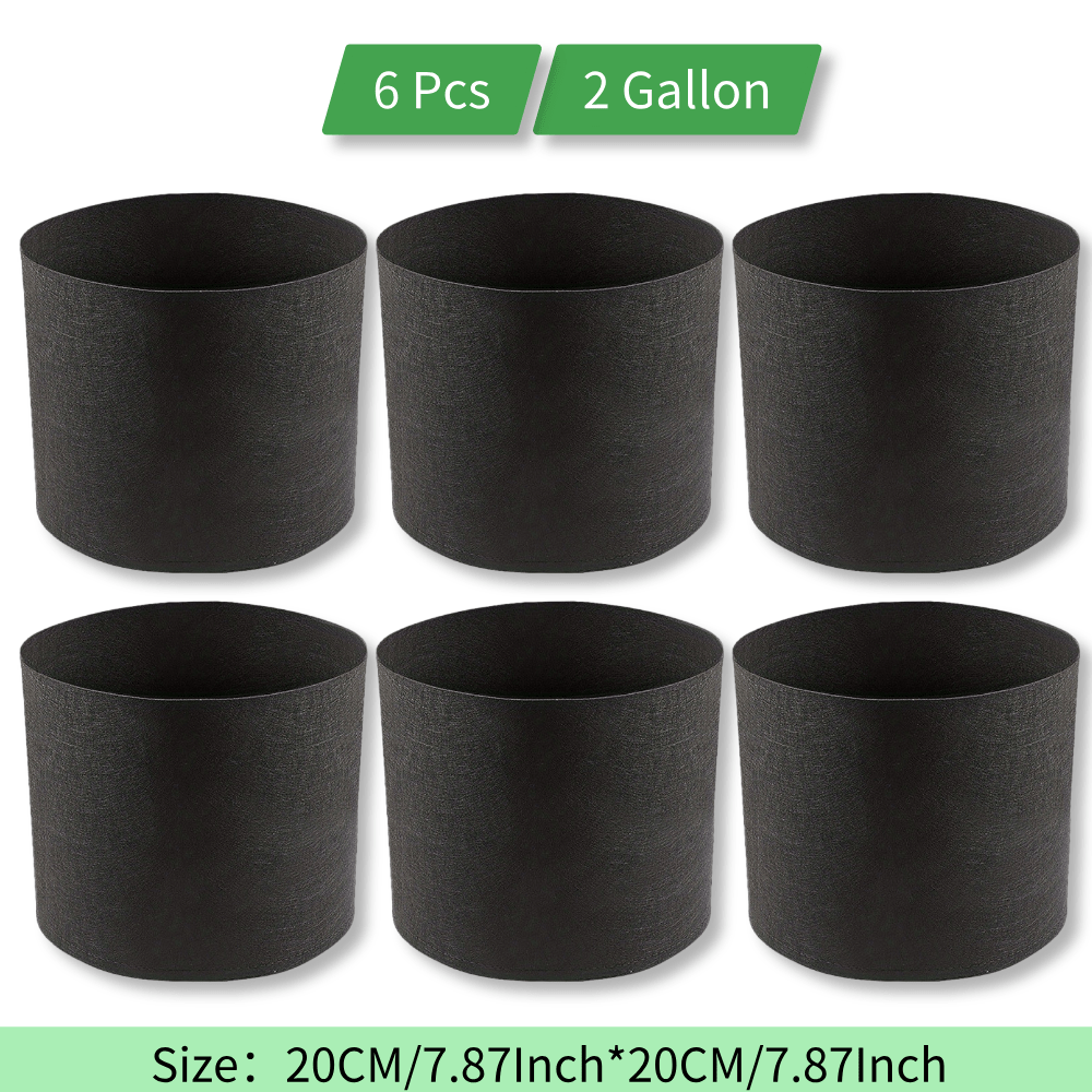 TEMU 6pcs 2-gallon Small Tomato Planting Bags, Plant Pots, Tree Planting Bags, Flower Pots, Non-woven Planting Containers For Growing Flowers And