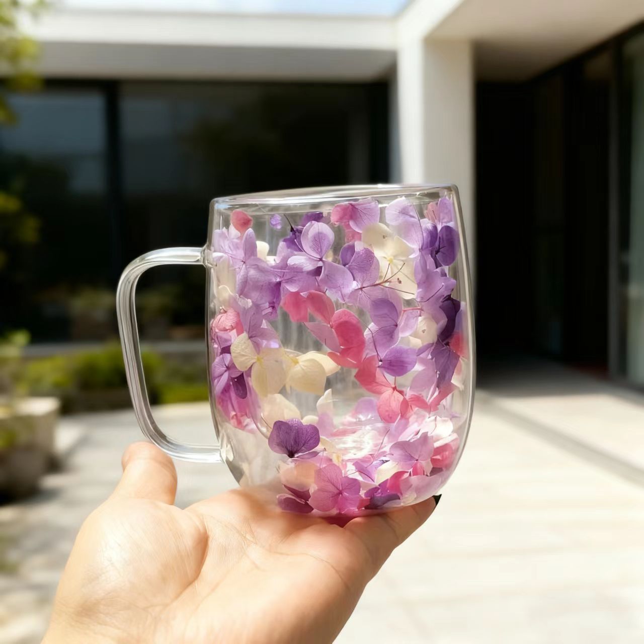 TEMU 1 pièce, Tasse en verre à double paroi isolée avec un motif floral élégant, parfaite pour , , et - un choix idéal , et l'extérieur - un cadeau