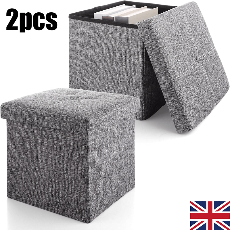 TEMU 2pcs Foldable Stool, Portable Storage Box For, Clothes, Etc, Suitable For Living Room, Study Room And Bedroom.