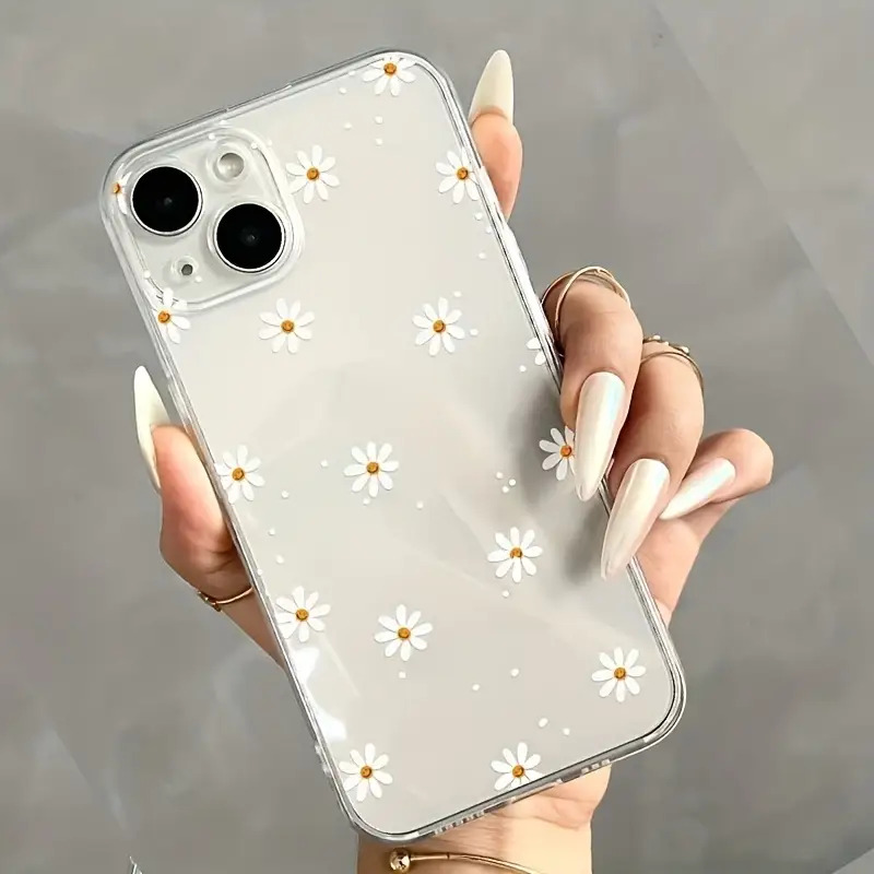 Phone Case: 1 Full-screen Daisy Flower Transparent Soft Phone Case, Suitable For Iphone 17 Air 16 15 14 13 12 11 Pro Max 14 15 16e Plus Xs Xr X 8 7 Se 2020