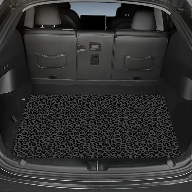 E-shop Schwarze Leopard-Print Universal Auto Kofferraummatte – Atmungsaktiver Ganzjahres-Faser Kofferraumschutz – Passend für 95% Limousinen, SUVs und