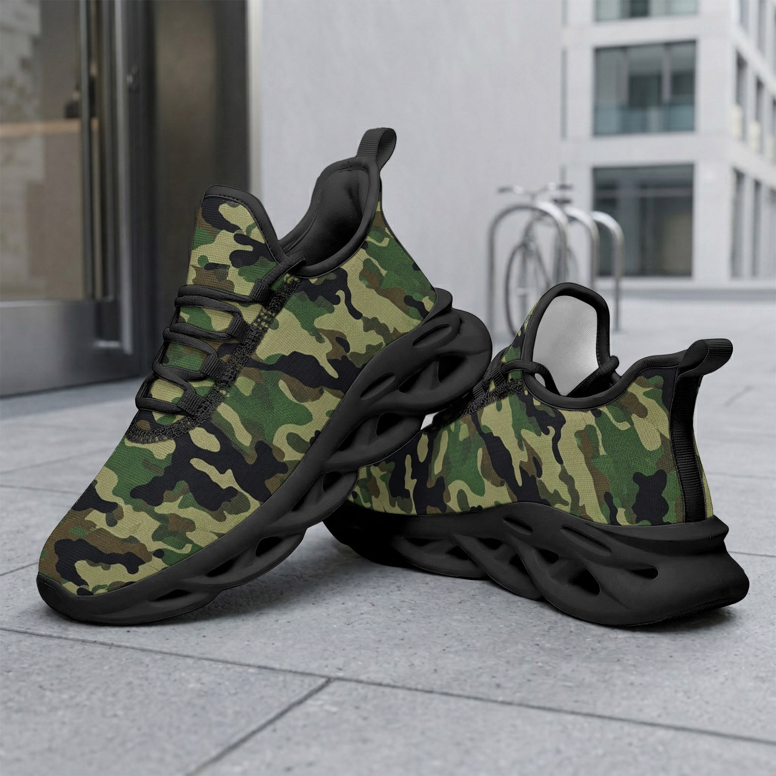 Men's Tactical Camo Print Plus Size Running Shoes, Comfortable