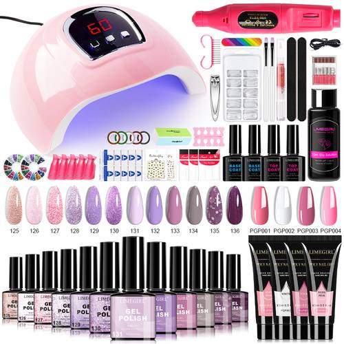 new year 12 colors gel nail polish kit with nail lamp electric nail drill poly extension gel nail nail cutter nail glitter nail gel kit valentines day gift