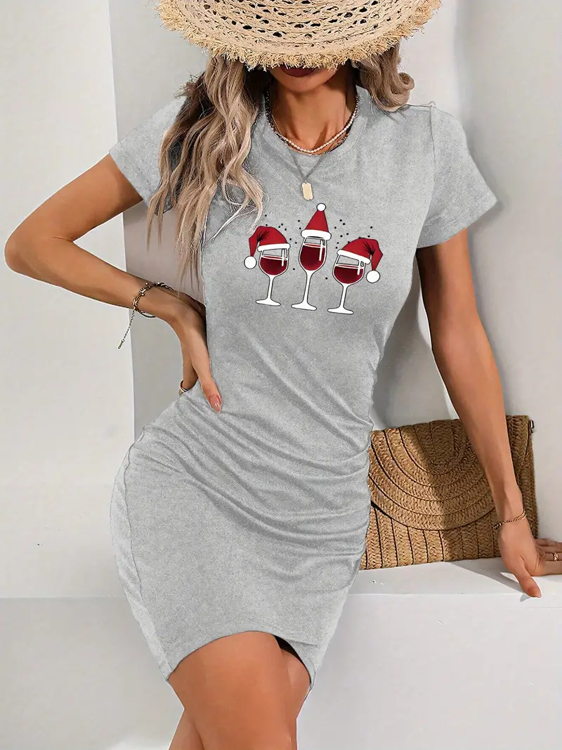 christmas red wine hip wrapped dress t shirt hip wrapped - Temu Mauritius christmas red wine hip wrapped dress t shirt hip wrapped - Temu Mauritius