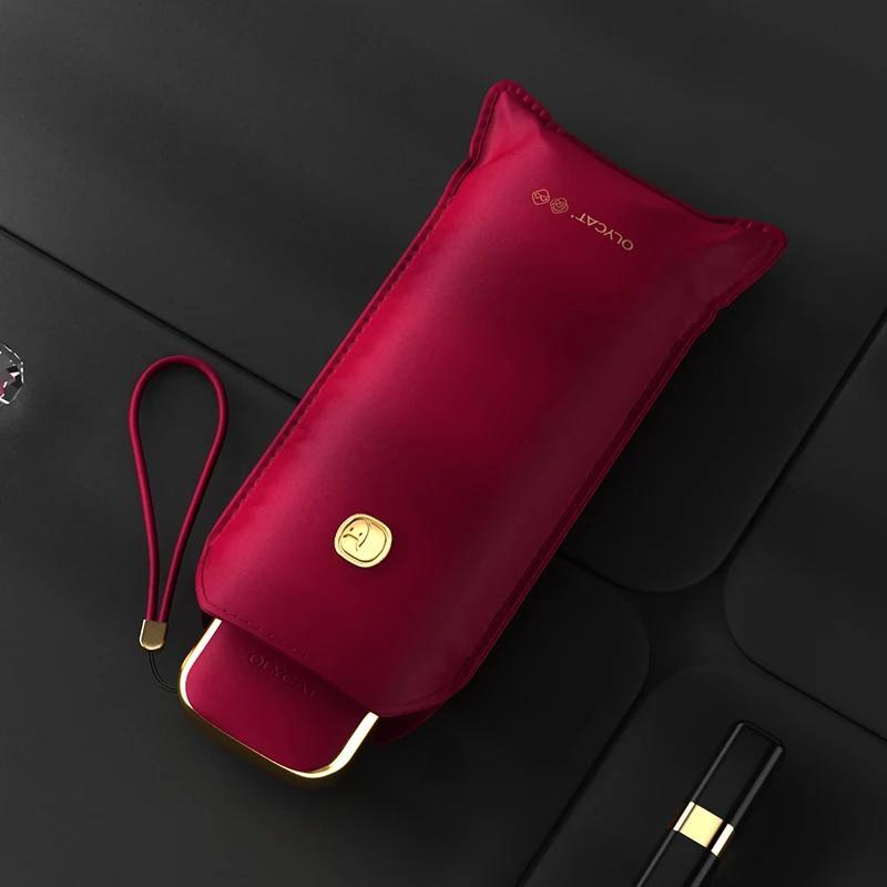 Olycat Compact And Portable Black Vinyl Sun Umbrella,, Cooling,, Flat And Thin, Ultra-lightweight, Simple Five-fold Umbrella