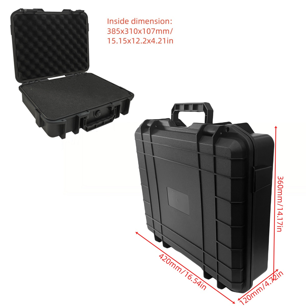 TEMU 1pc Hard Case, Industrial Organizer, Multipurpose Storage Container, Durable Plastic Box With Security Lock, Foam Interior, Handle, Exhaust Valve, For Tools & Instruments, Black, No (case Only)