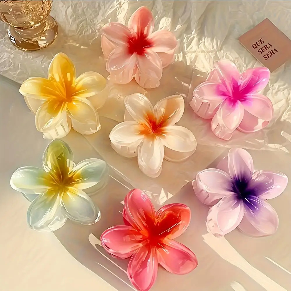 TEMU 7pcs Mixed Color Gradient Flower Hair Decoration, A Fashionable And Hair Accessory For Spring And Summer, Perfect For Going Out And Commuting, A