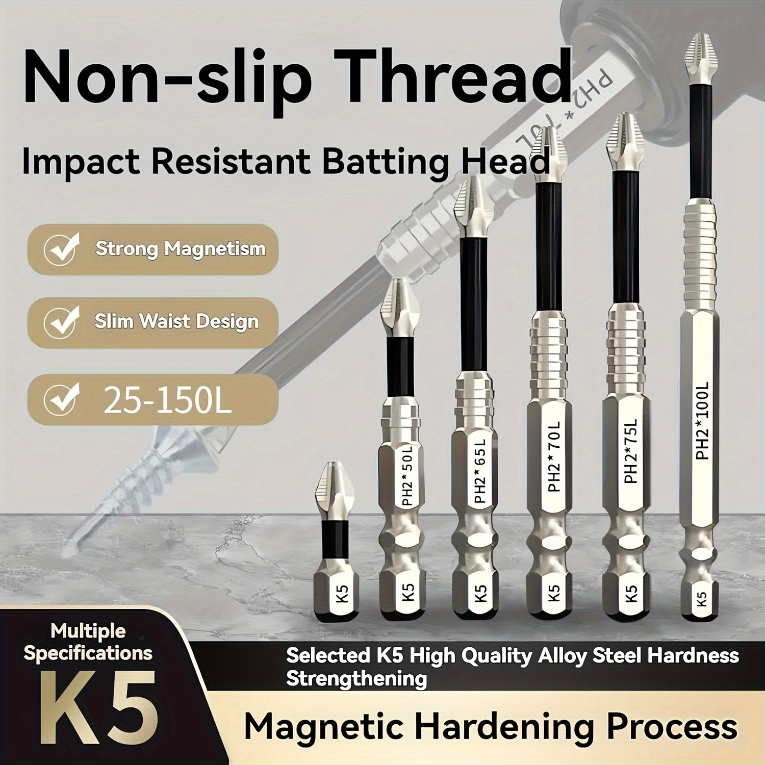 TEMU Set da 6 punte da trapano per cacciavite ad magnetizzazione, set di punte da trapano per cacciavite ad durabilit� magnetica, antiscivolo,