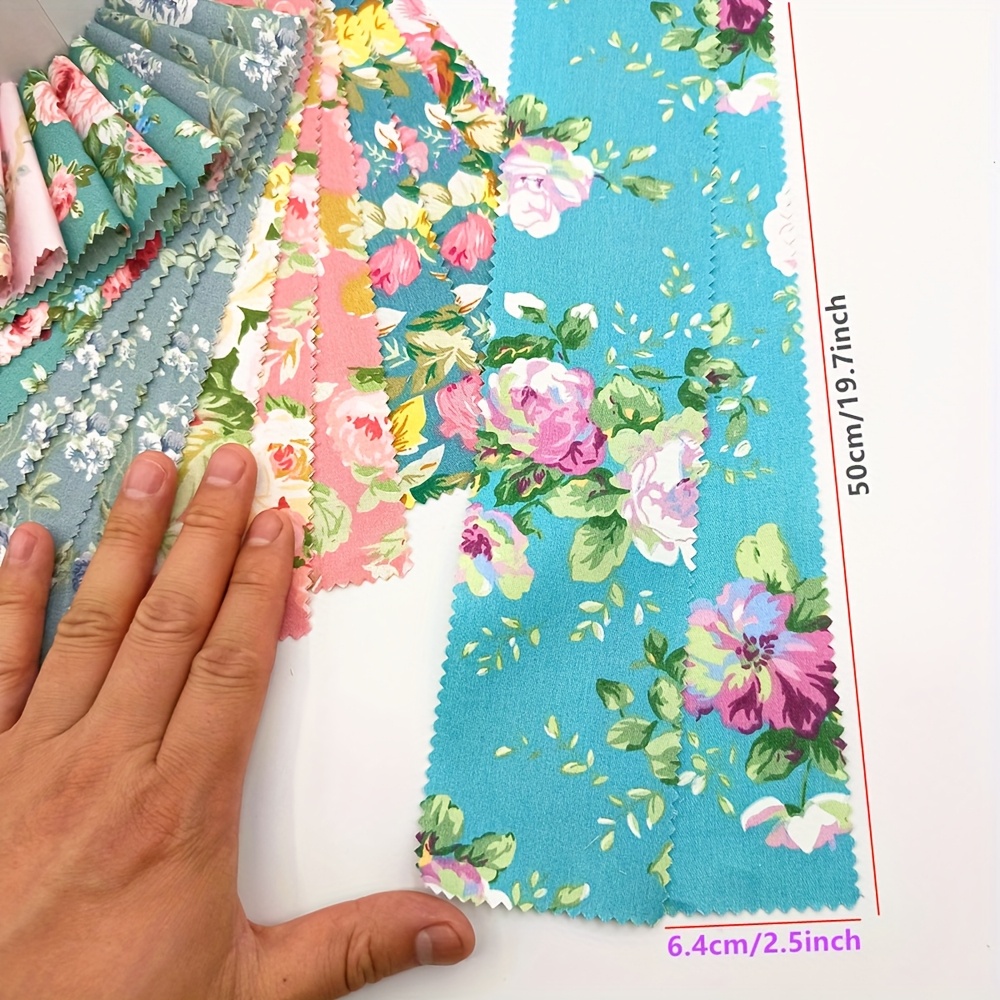 TEMU Lot de 42 bandes de tissu Jelly Roll à motif floral vintage, 2,5 x 19,7 pouces, pour le patchwork, la couture à DIY, la création artisanale de