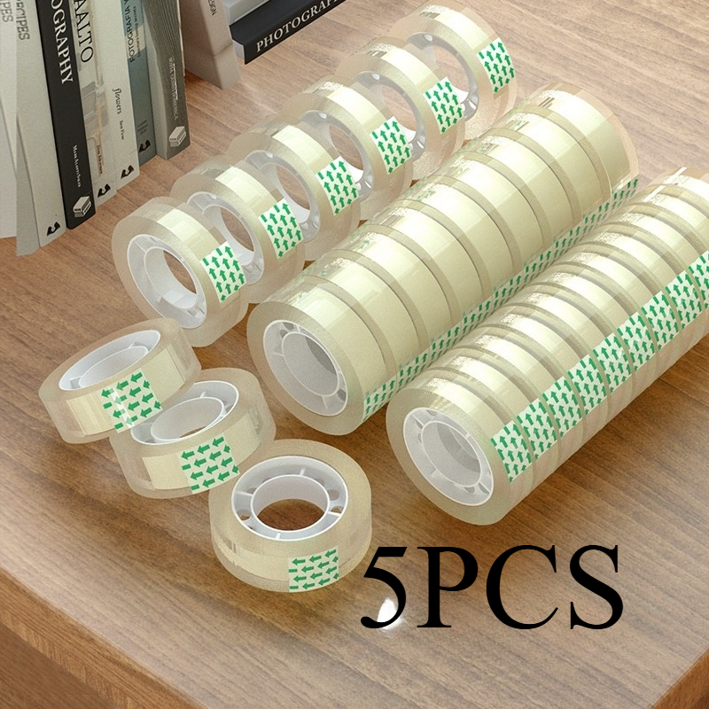 TEMU Lot de 5 rouleaux de ruban adhésif transparent, un idéal pour de cadeaux, les fournitures de bureau, l'usage domestique, et les applications