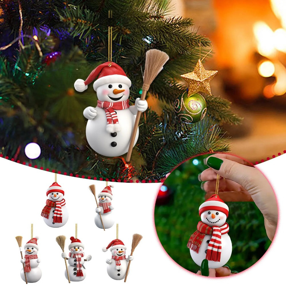 

5pcs Christmas Supplies Unique Christmas Snowman Decoration Acrylic Hanging Pendant Christmas Tree Holiday Decorations