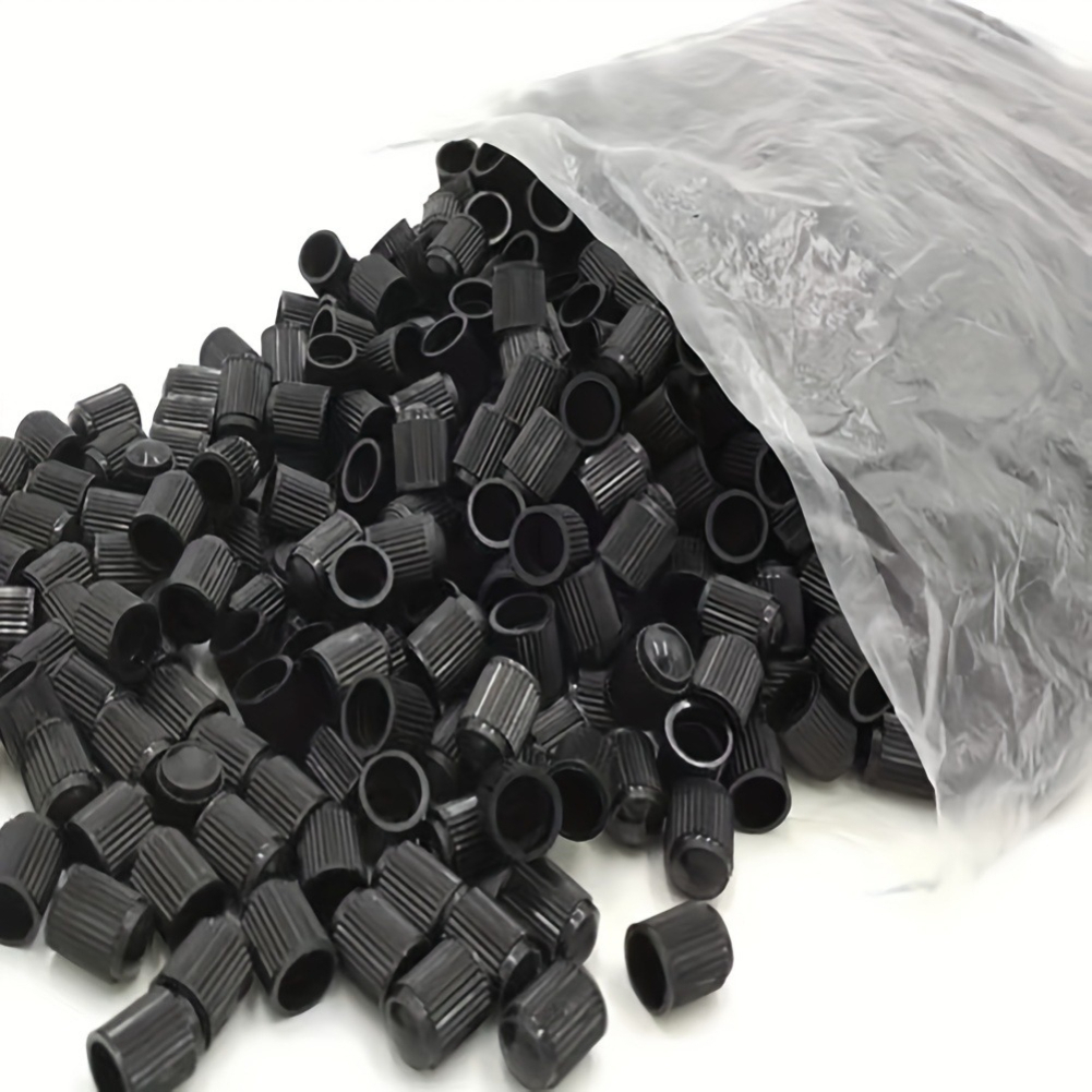 Image of 99pcs Black Plastic Wheel Tire Valve Stem Caps - Dustproof , High-reflective Polymer, Fits Most Standard Valves, Ideal For Sports & Outdoor Activities